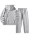 Mens Solid Color Half Zip Hooded Casual Set