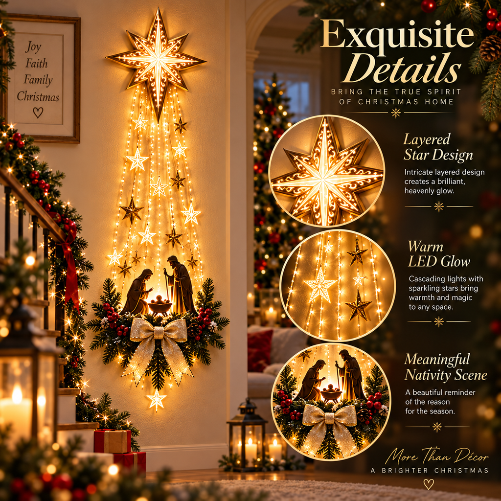 🔥Buy 2 Get 20% OFF🔥✝️ Bethlehem Star of Faith – Lighted Nativity Wall Decor✝️✝️