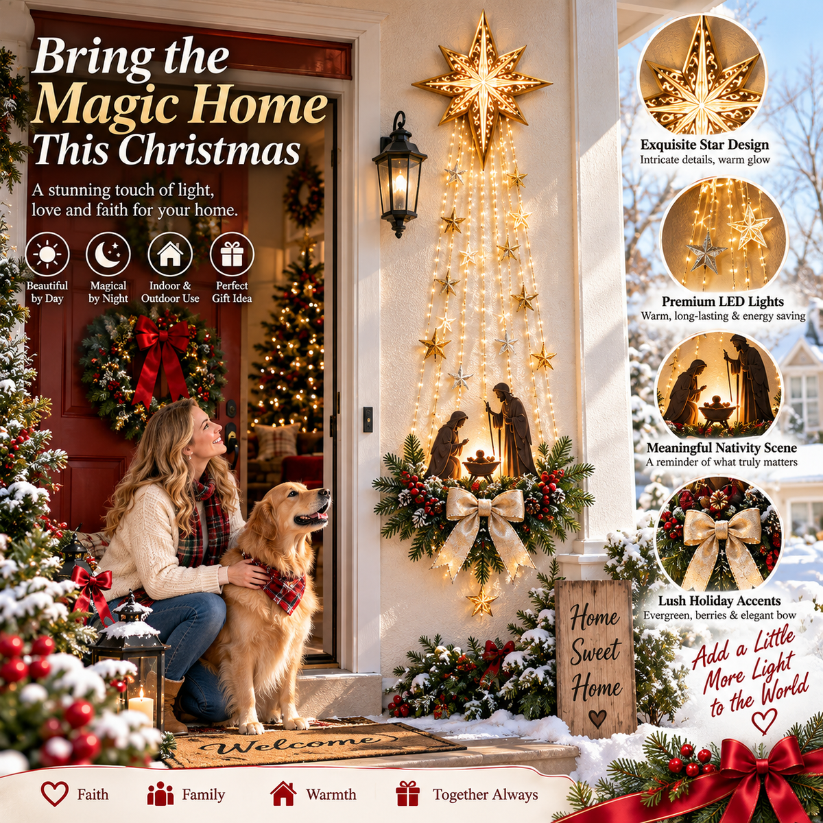 🔥Buy 2 Get 20% OFF🔥✝️ Bethlehem Star of Faith – Lighted Nativity Wall Decor✝️✝️