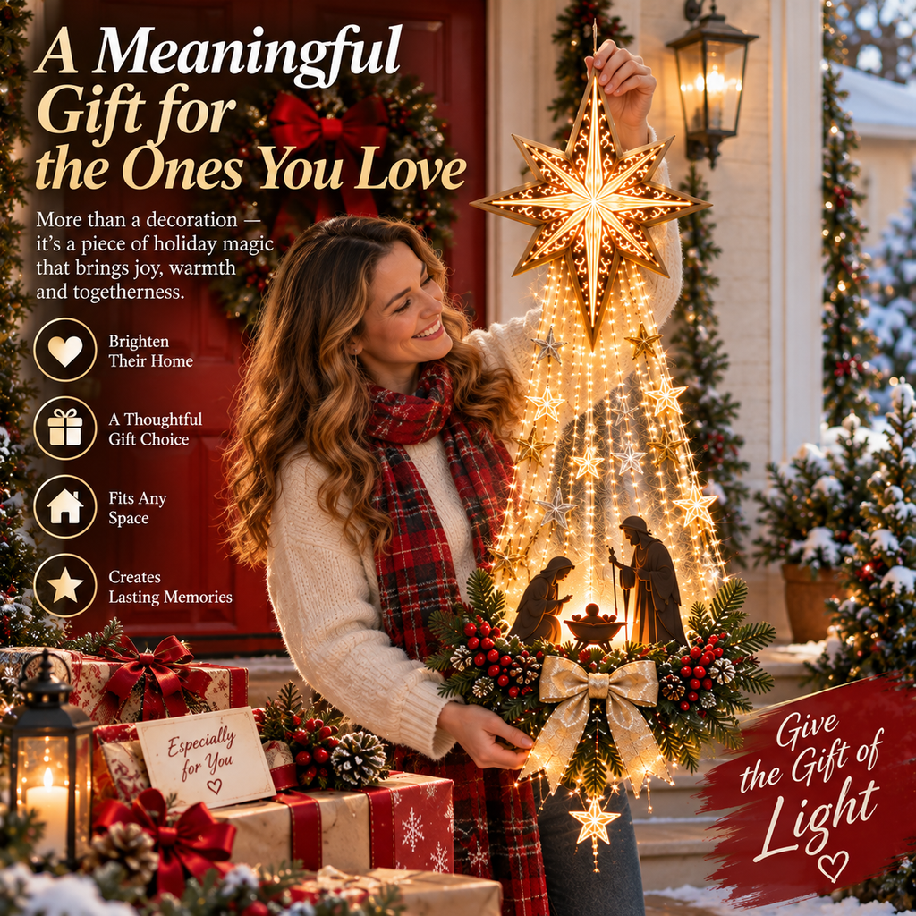 🔥Buy 2 Get 20% OFF🔥✝️ Bethlehem Star of Faith – Lighted Nativity Wall Decor✝️✝️