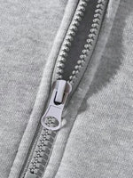 Mens Solid Color Half Zip Hooded Casual Set