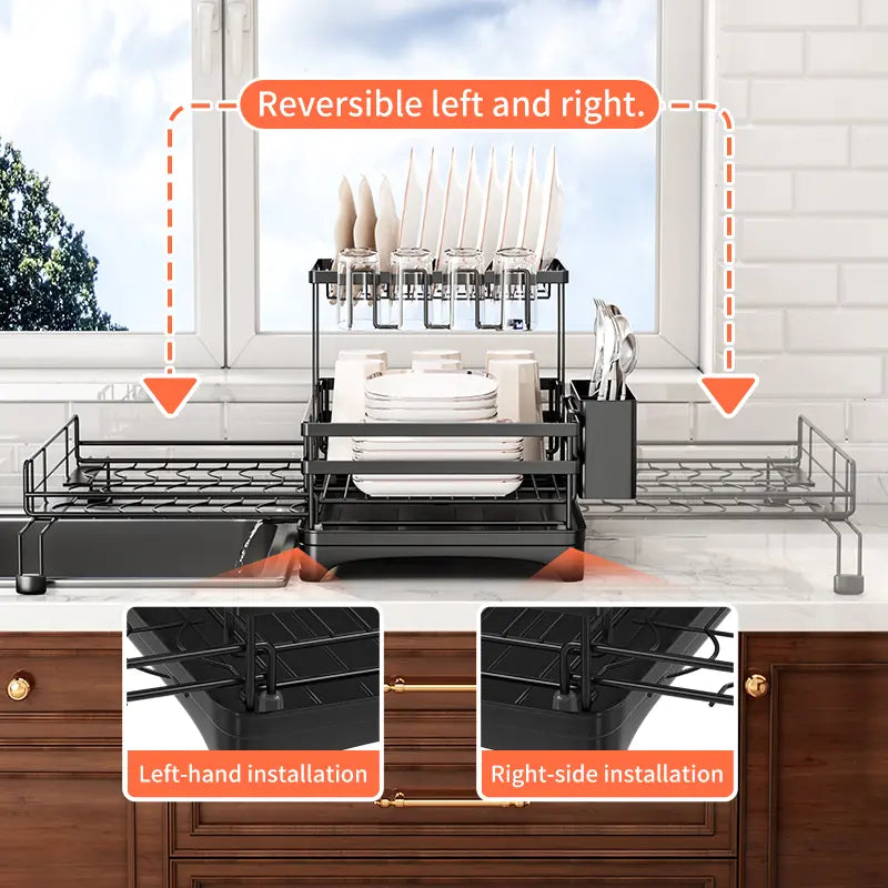 QuickFold Pull-Out Dish Rack Organizer